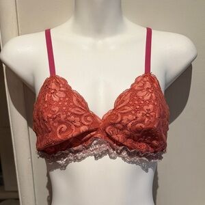 No Boundaries Lace Bralette in Rust and Pink